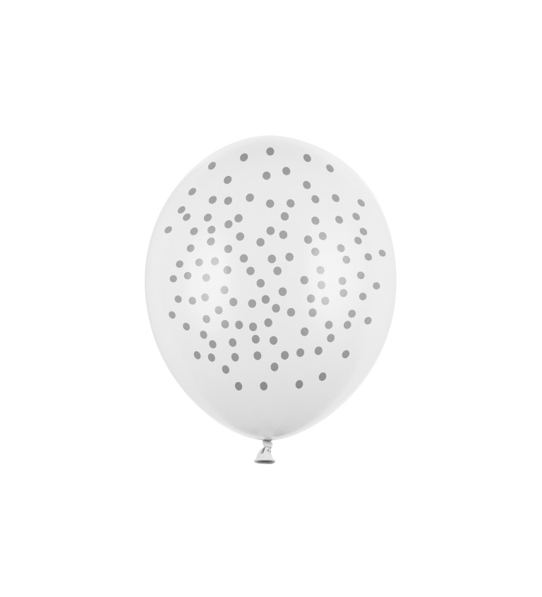 Pastelový balonek - bílý se zlatými puntíky