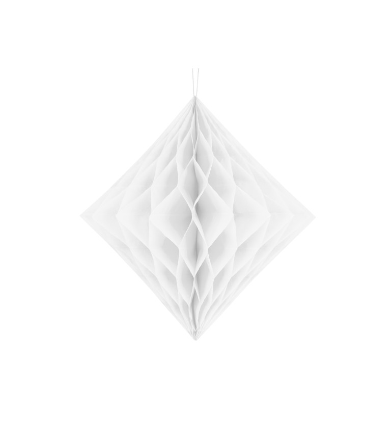 Papírový diamant - bílá, 20 cm