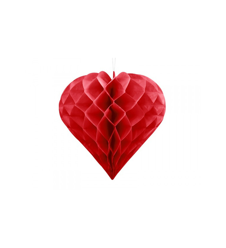 Papírové srdce - červená, 20 cm