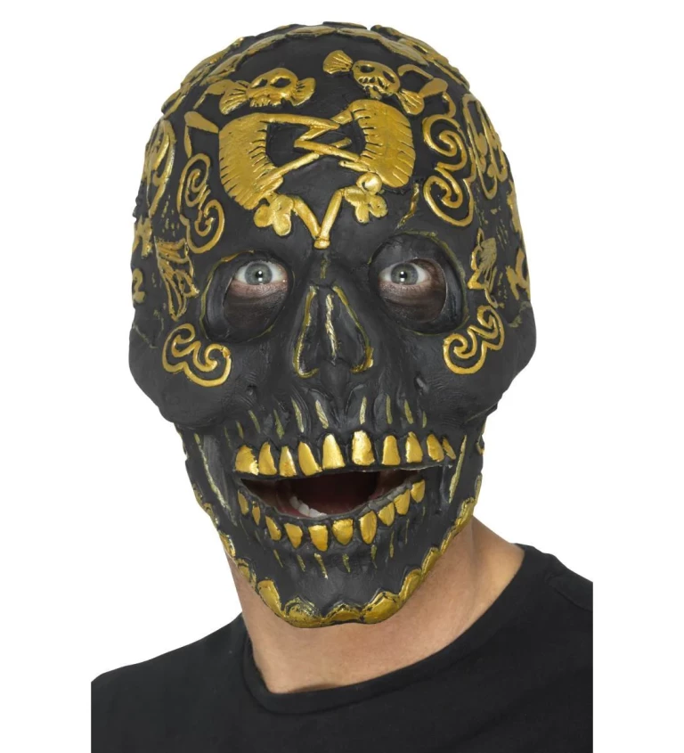 Maska skull zlato-černá