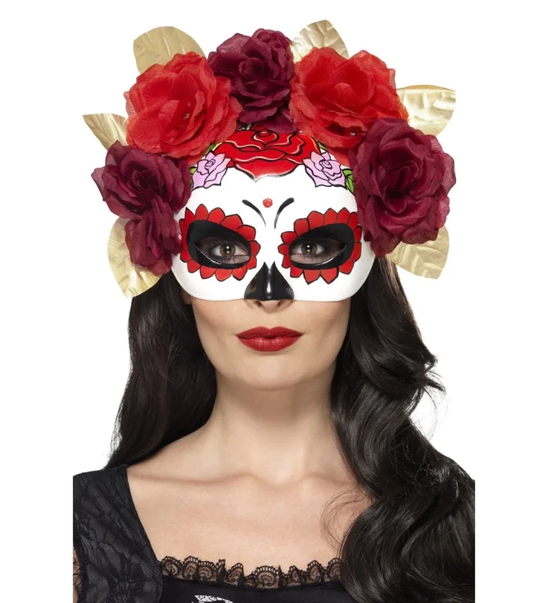 Maska Day of the Dead s růžemi
