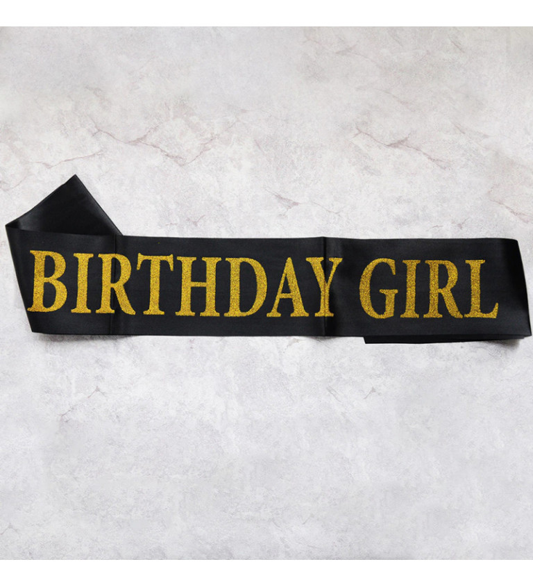 Šerpa- černá, nápis Birthday Girl