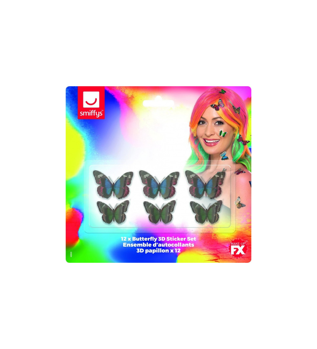 Sada barevných 3D motýlků