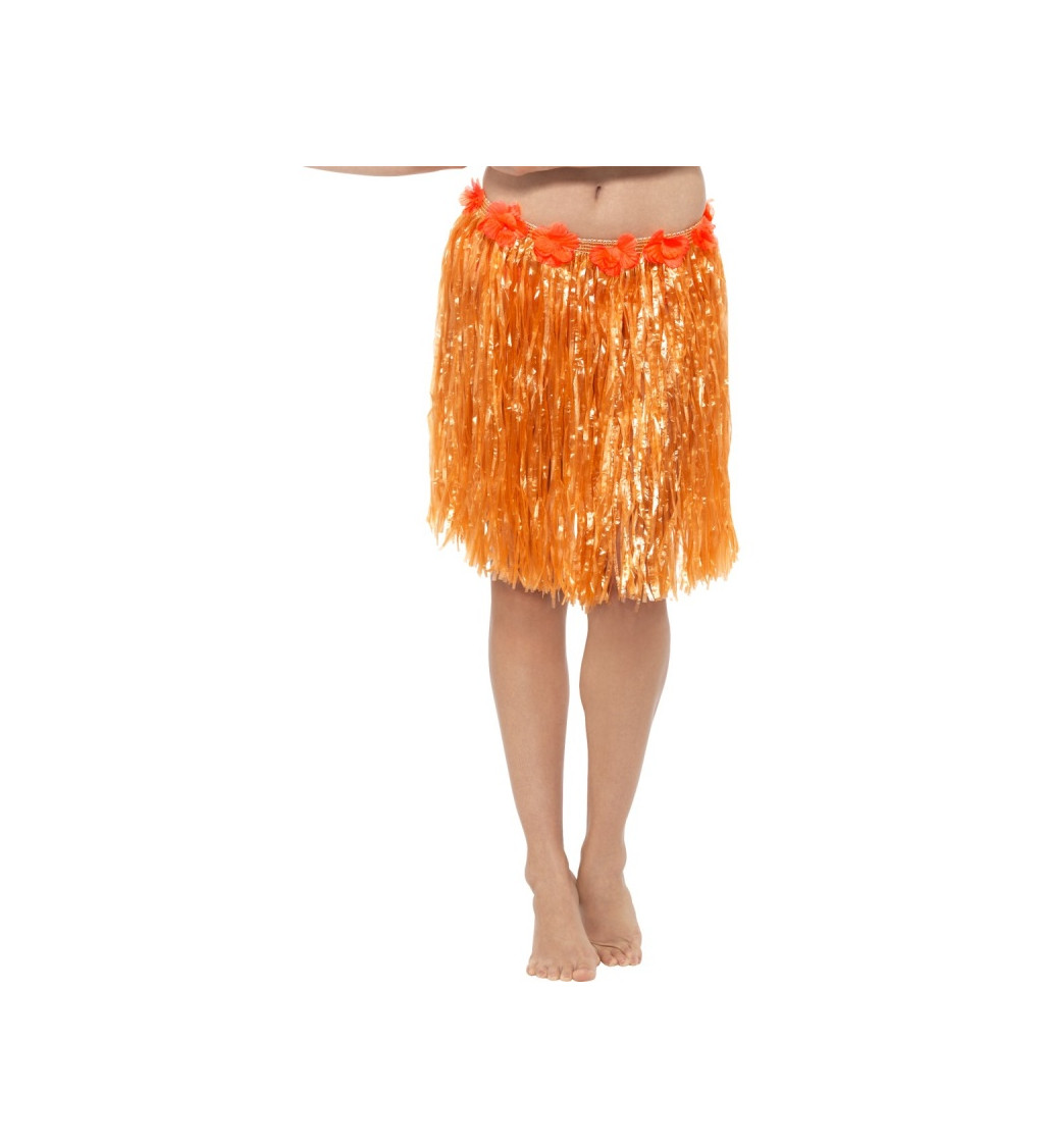Havajská Hula sukně - neon oranžová