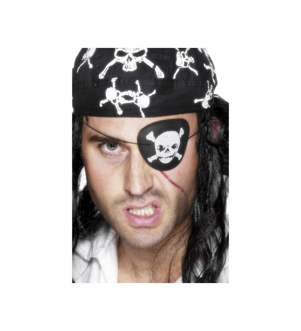 Pirátská klapka - s lebkou a zkříženými hnáty