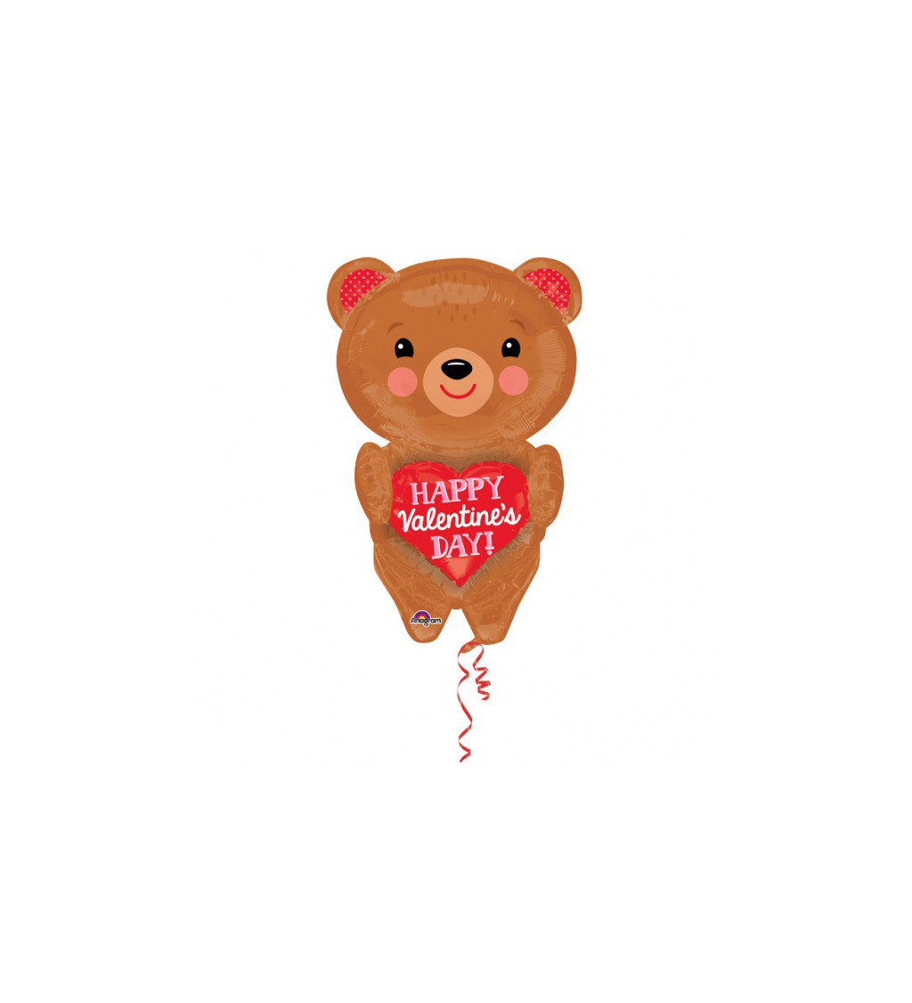 Valentýnský medvídek fóliový balónek