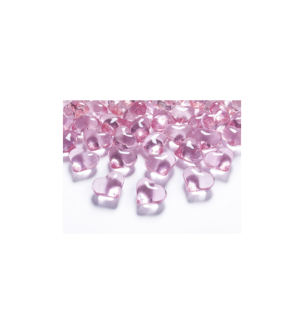 Krystaly - světle růžová srdce (30 ks)
