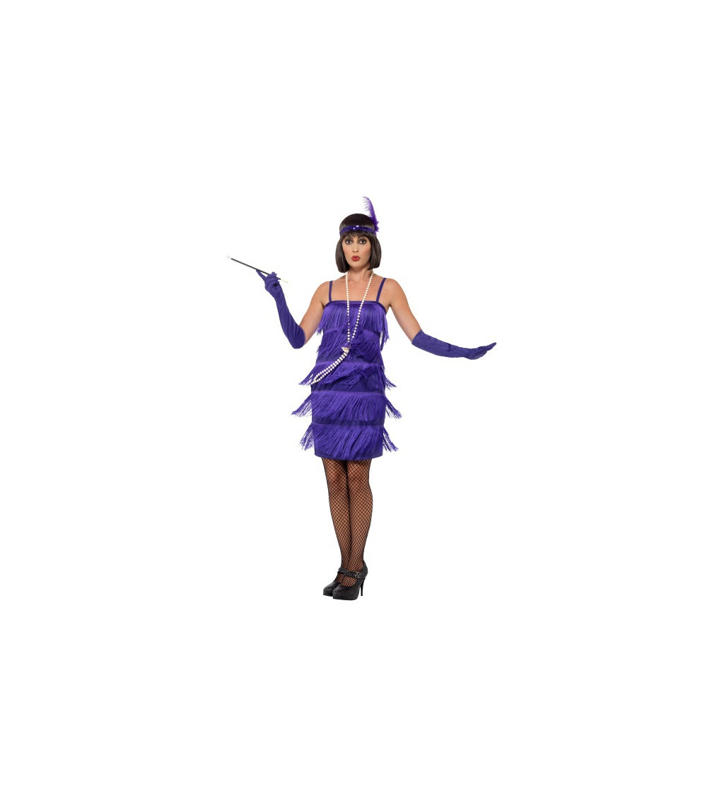 Dámské šaty Prohibice s třásněmi fialové