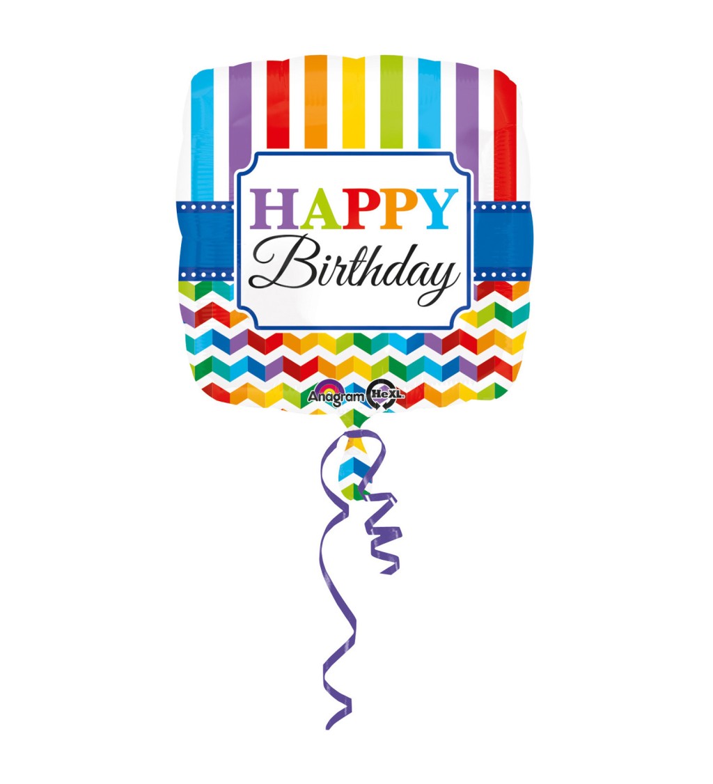 Čtvercový fóliový balónek Happy Birthday