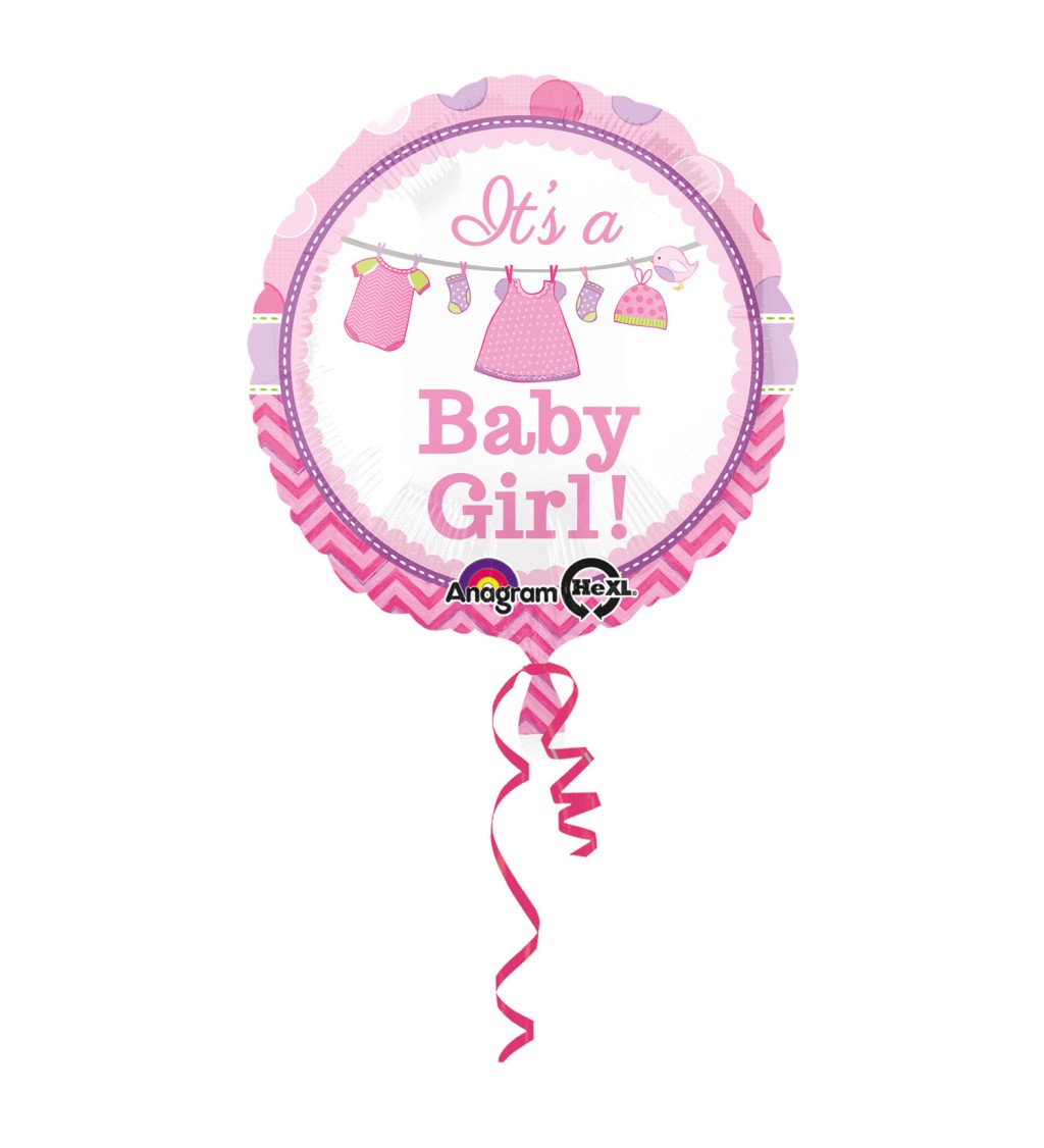Baby girl růžový fóliový balónek