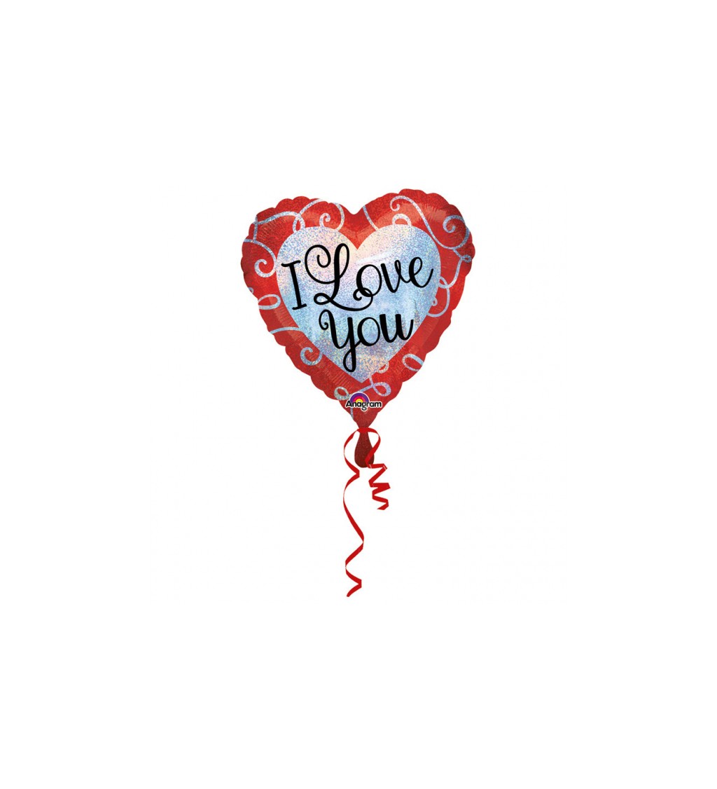 Fóliový balónek - I Love You, ve tvaru srdce