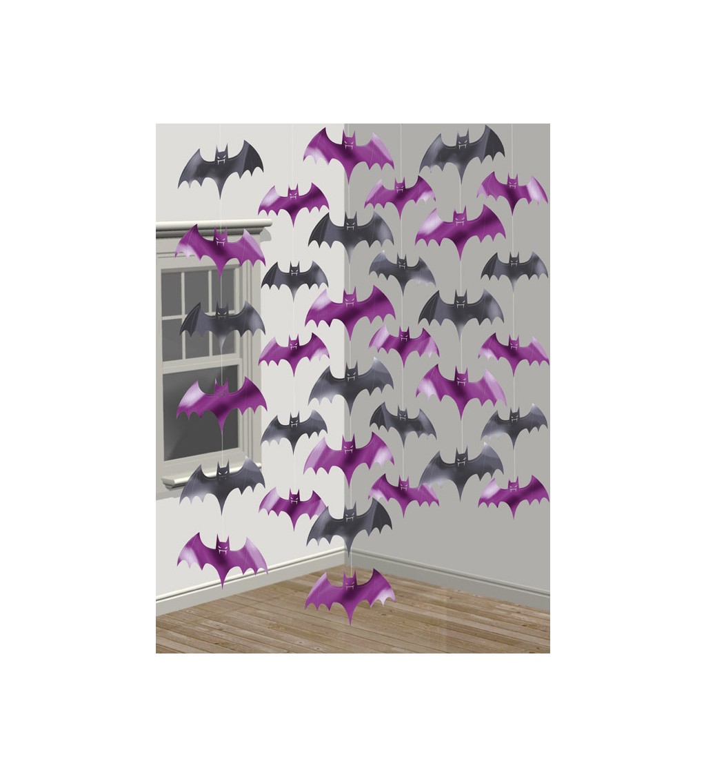 Girlanda s netopýry černo-fialová