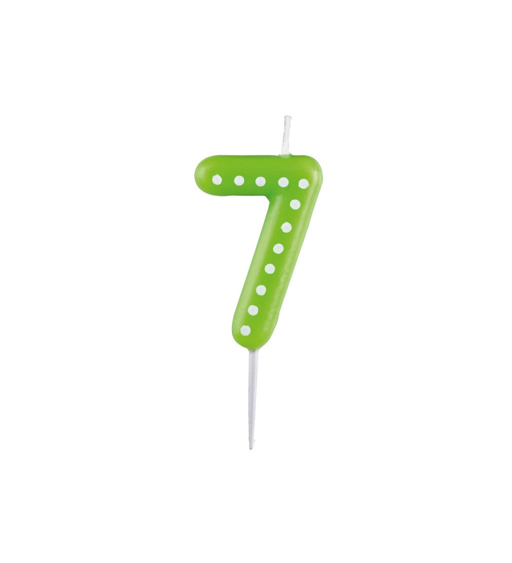 Svíčka 7 s puntíky (zelená)