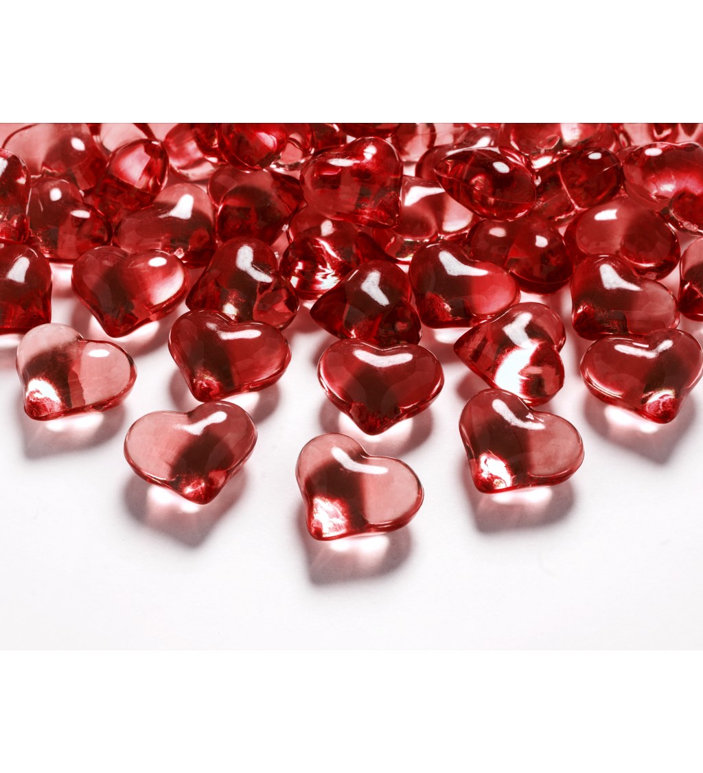 Krystaly - červená srdce (30 ks)