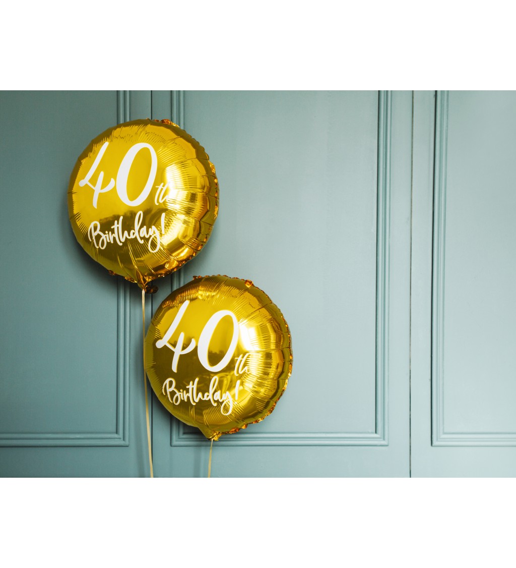 40th Birthday zlatý fóliový balónek