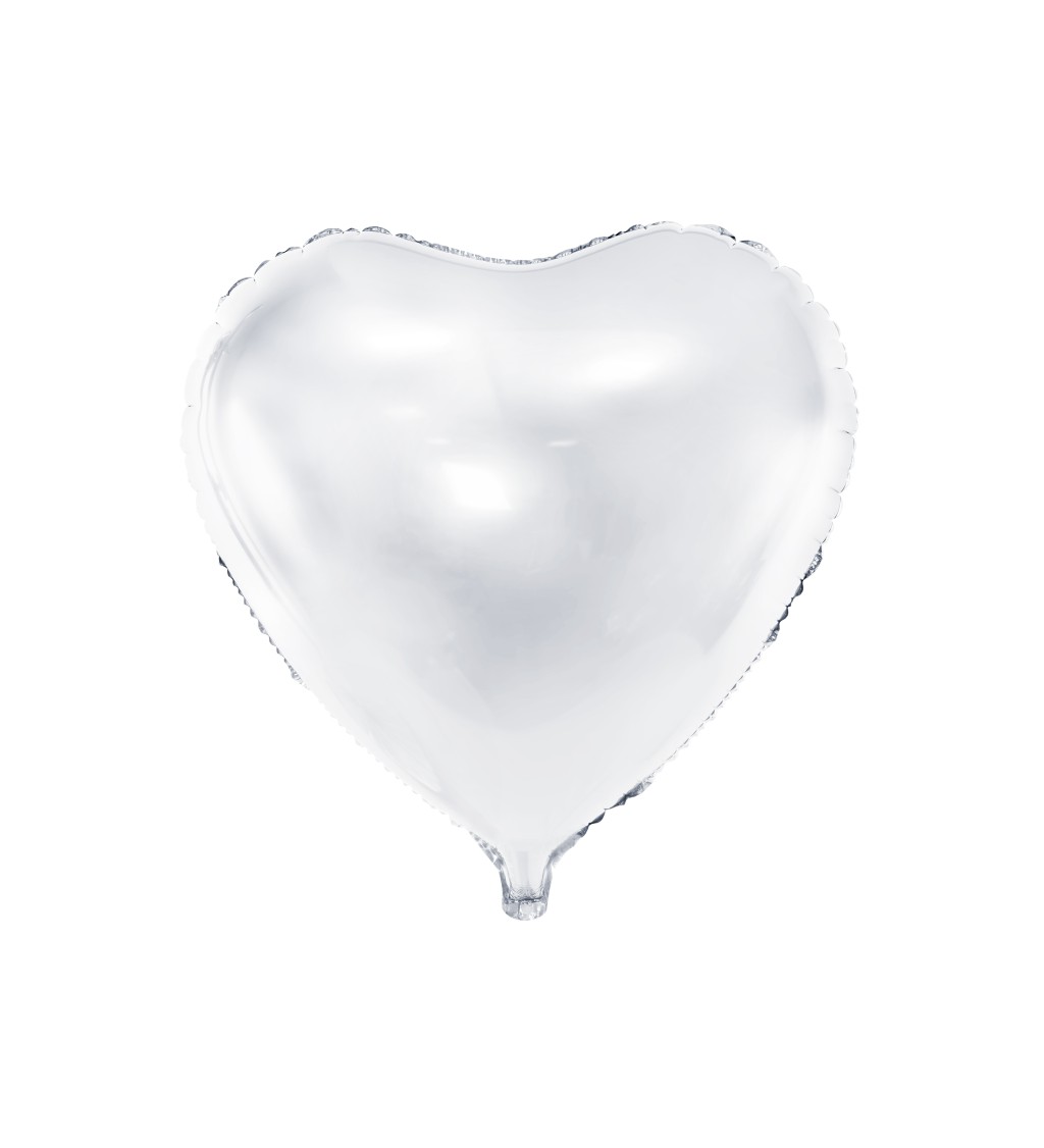 Fóliový balónek - srdce, bílý
