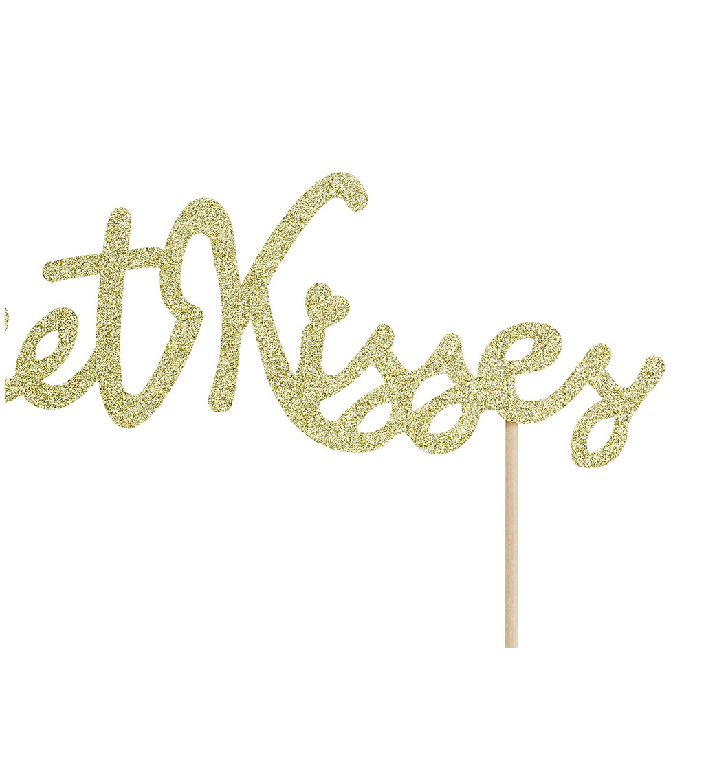 Nápis na dort - Sweet Kisses, zlatý