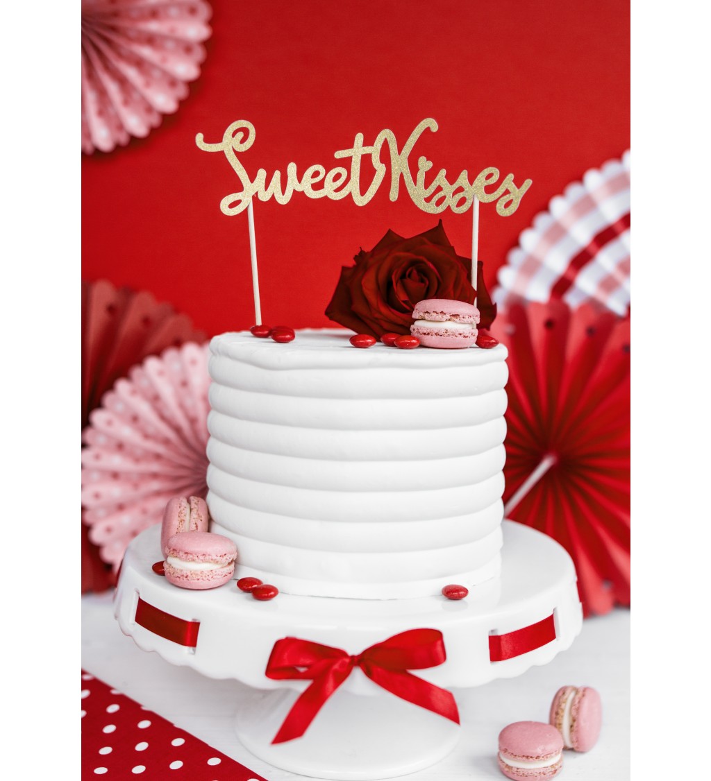 Nápis na dort - Sweet Kisses, zlatý