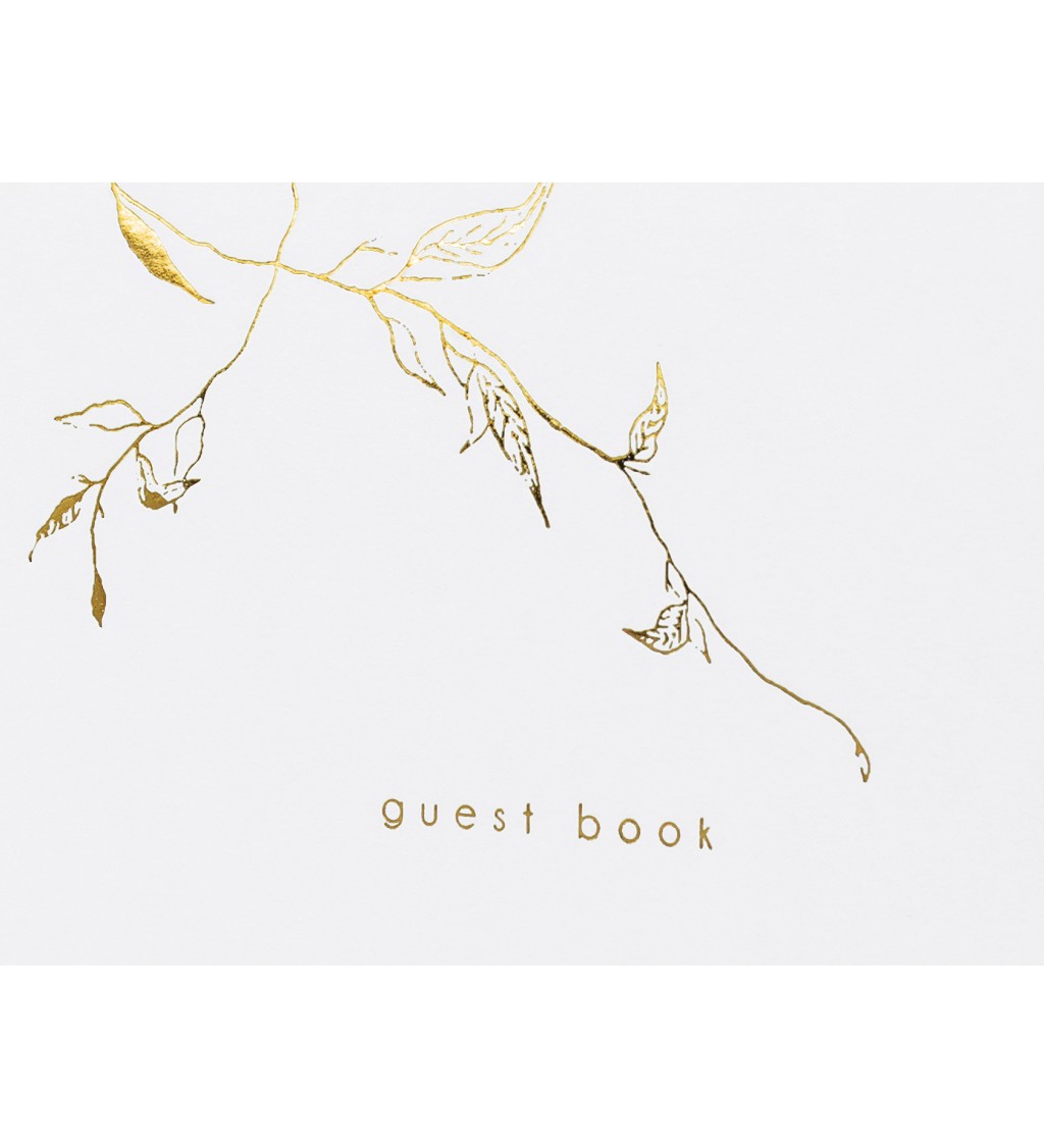 Svatební kniha - zlaté větvičky, bílá