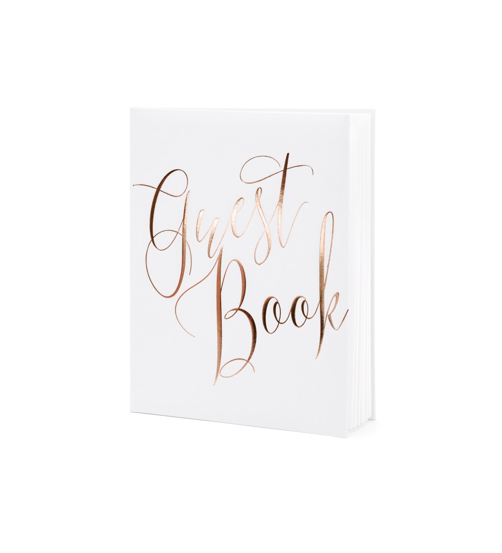 Svatební kniha - rose gold Guest book, bílá