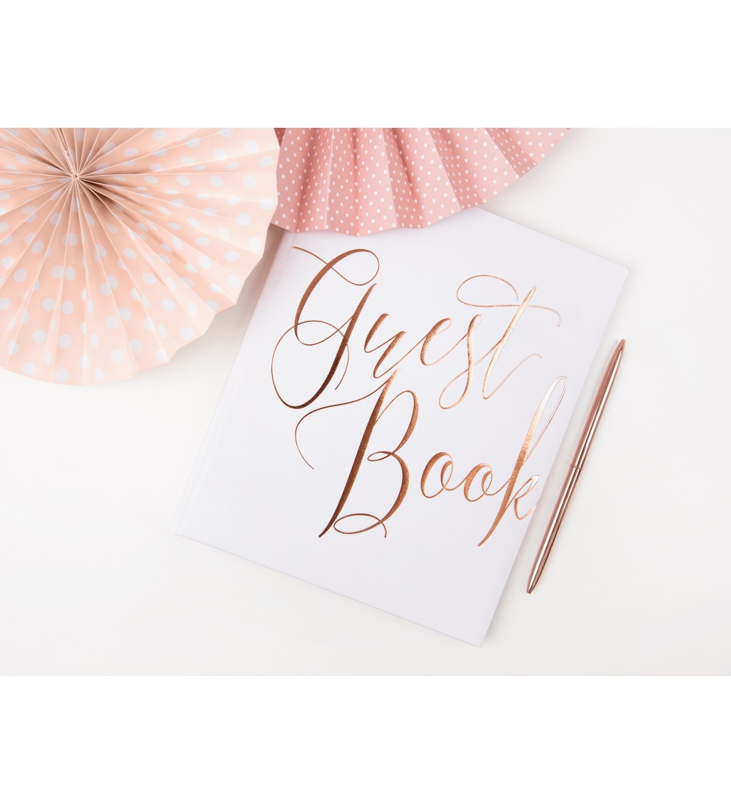 Svatební kniha - rose gold Guest book, bílá