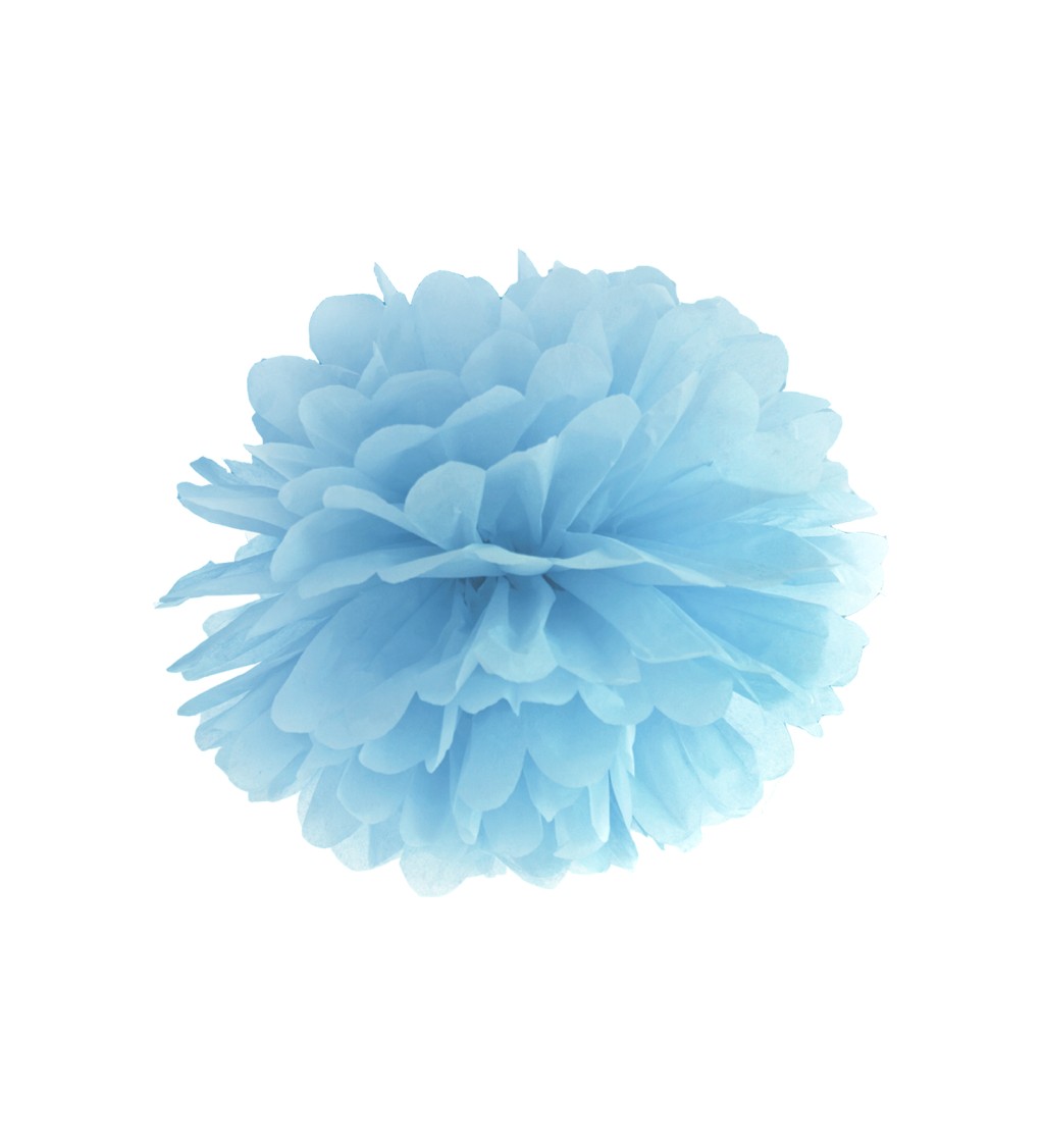 Papírový pompom - modrý, 35 cm