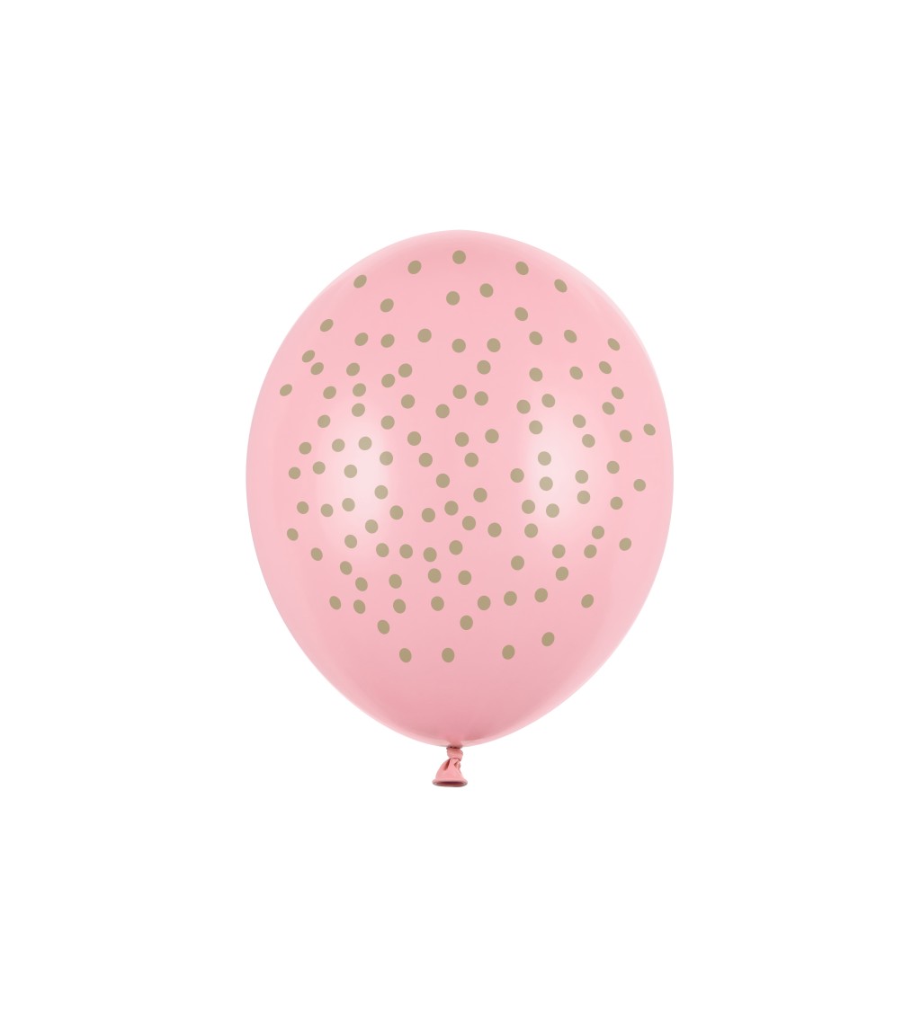 Balónek pastelově růžový s puntíky