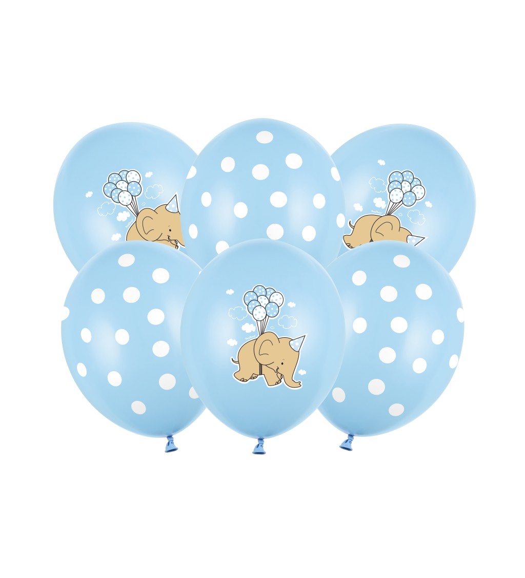 Balónek - slon, světle modrý (6ks)