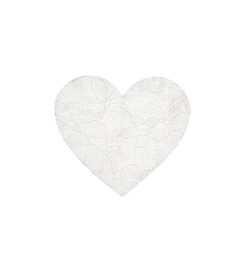 Bílé krajkové srdce konfety