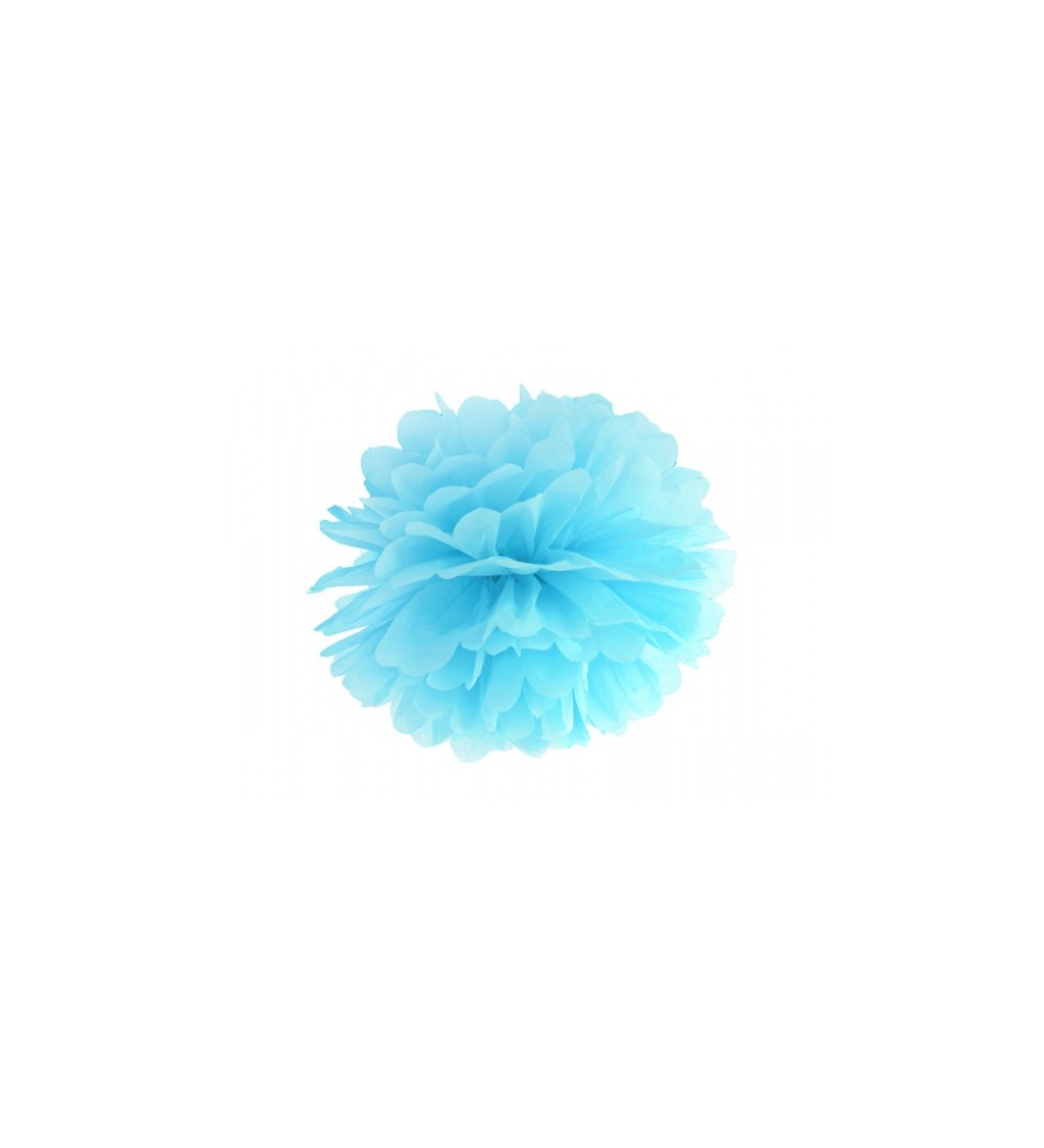 Papírový pompom - světle modrý, 35 cm