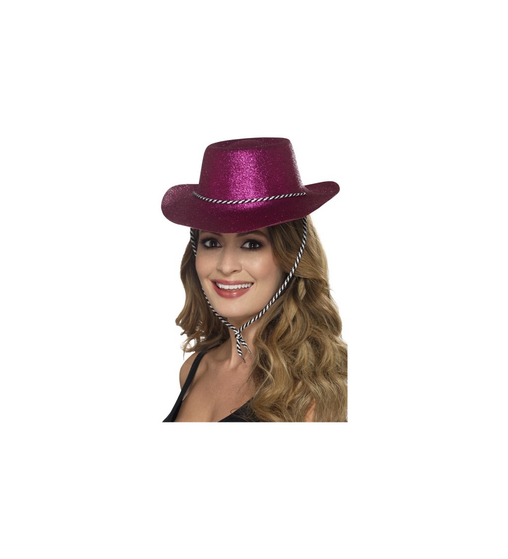 Kovbojský glitter klobouk růžový