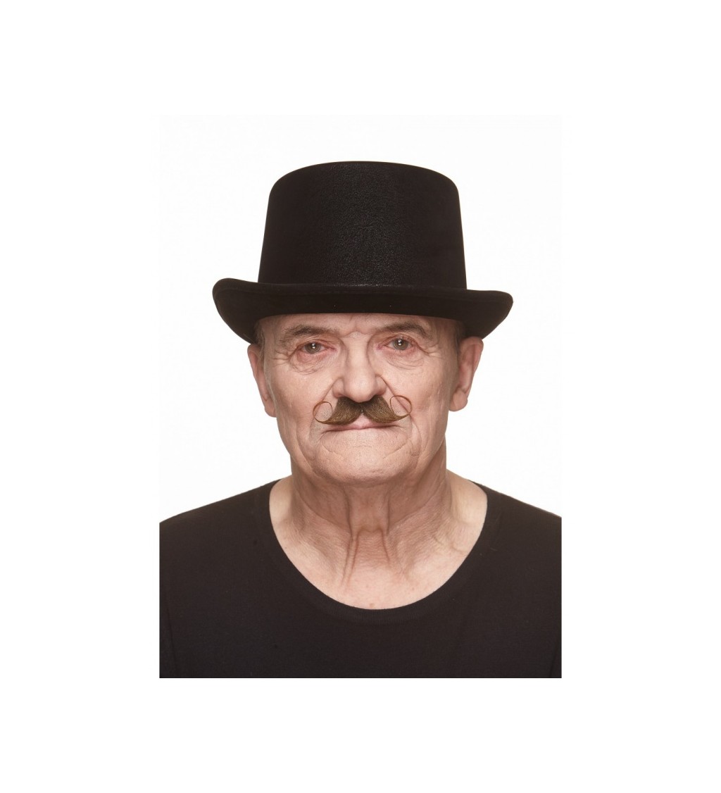 Zakroucený hnědý knírek