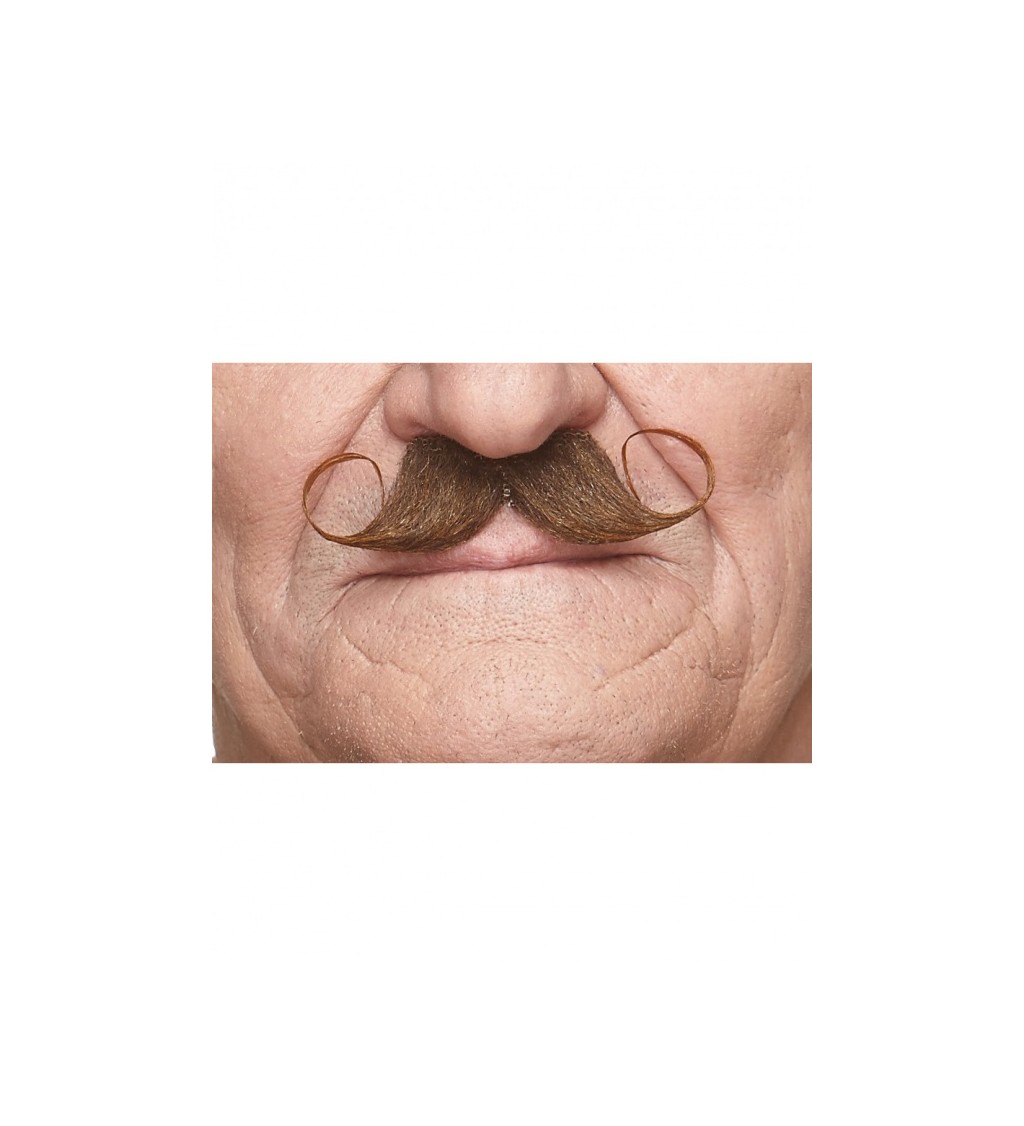 Zakroucený hnědý knírek