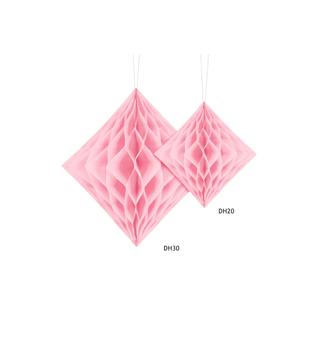 Papírový diamant - světle růžová, 30 cm