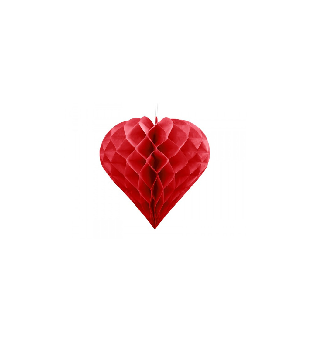 Papírové srdce - červená, 20 cm