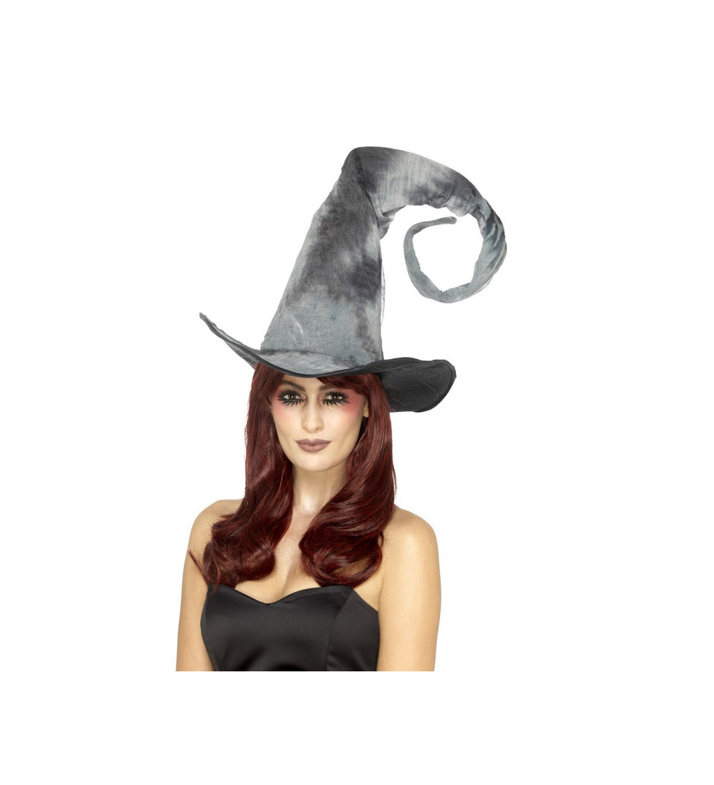 Šedý sametový čarodějnický klobouk