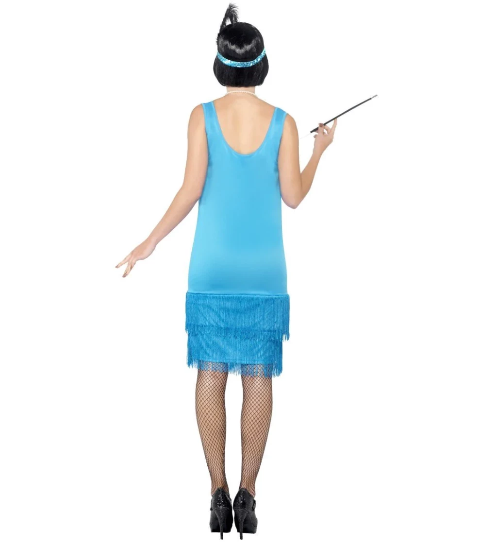 Kostým pro ženy - Prohibice, modré třpytivé šaty