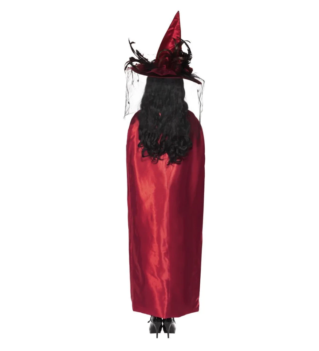 Čarodějnický plášť deluxe v rubínové barvě
