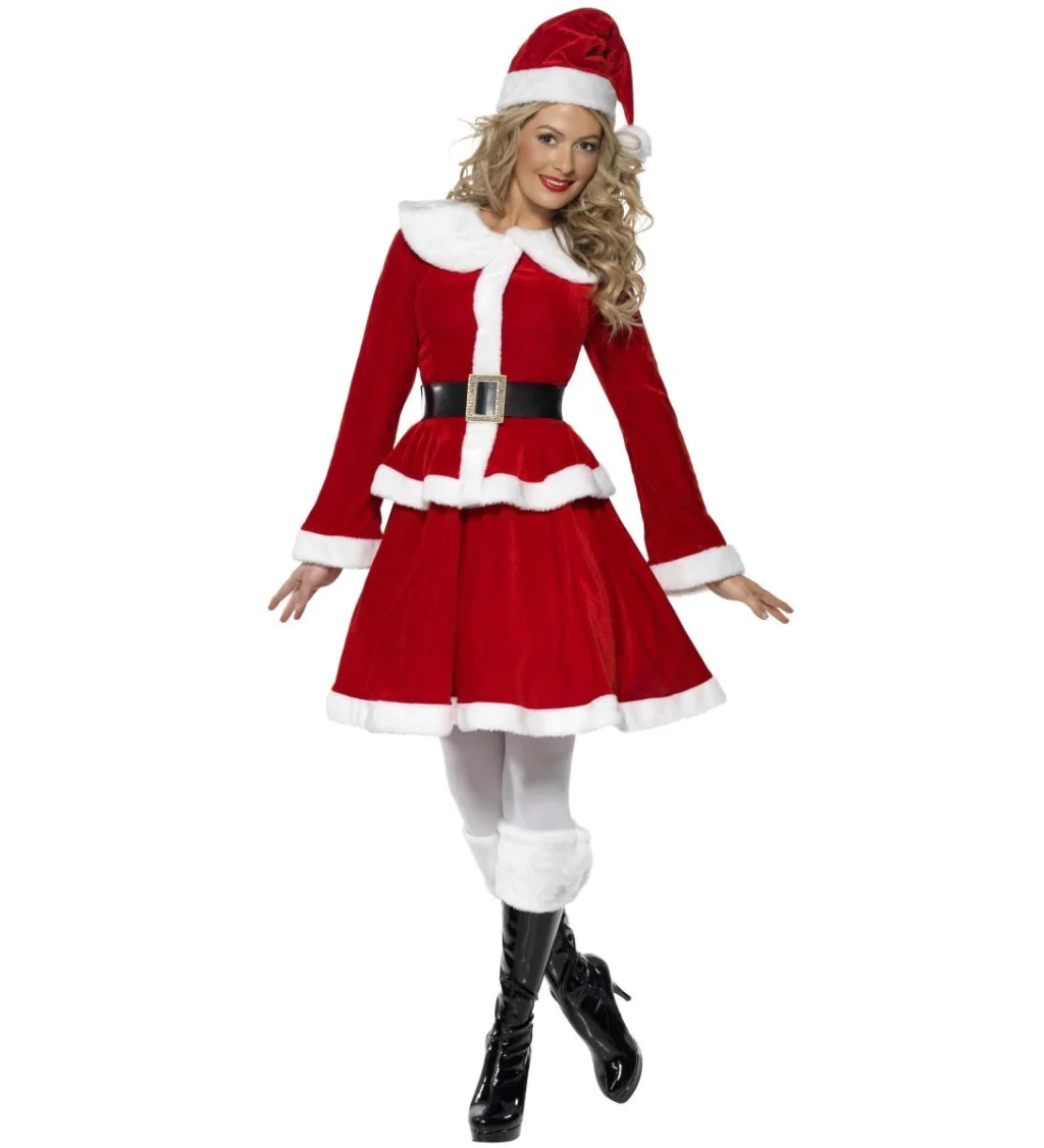 Kostým pro ženy - Miss Santa s rukávníkem