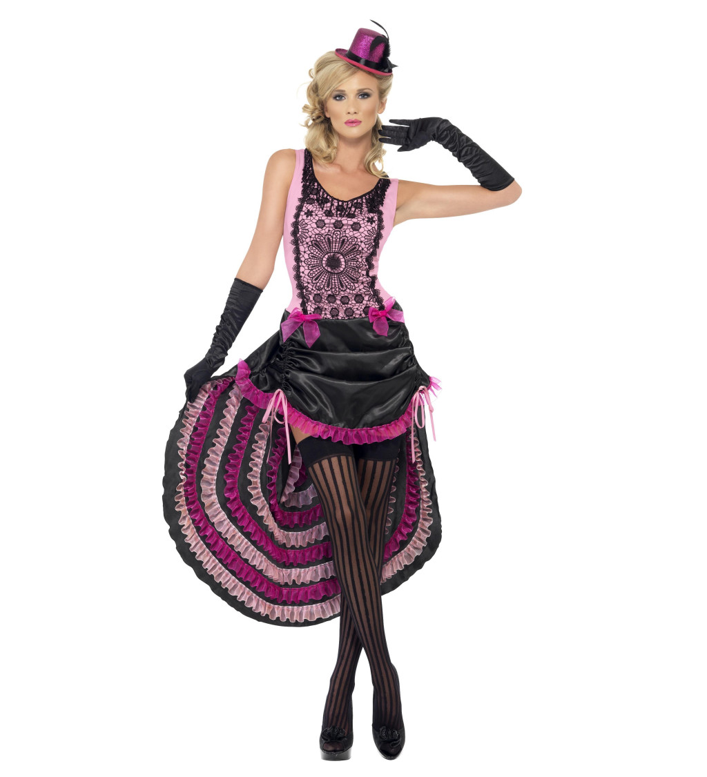 Kostým pro ženy - tanečnice Burlesque růžovo-černá