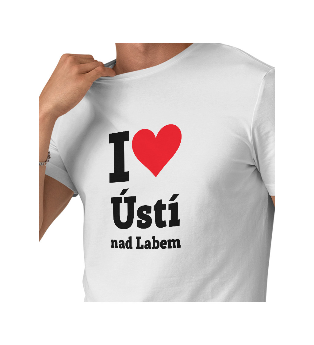 Pánské triko bílé - I love Ústí nad Labem