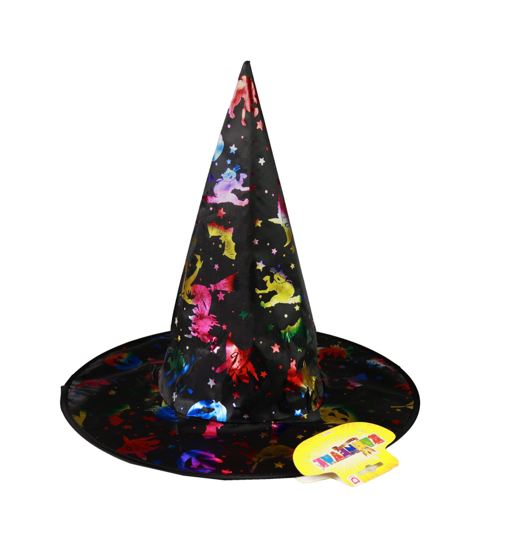 Čarodějnický barevný klobouk