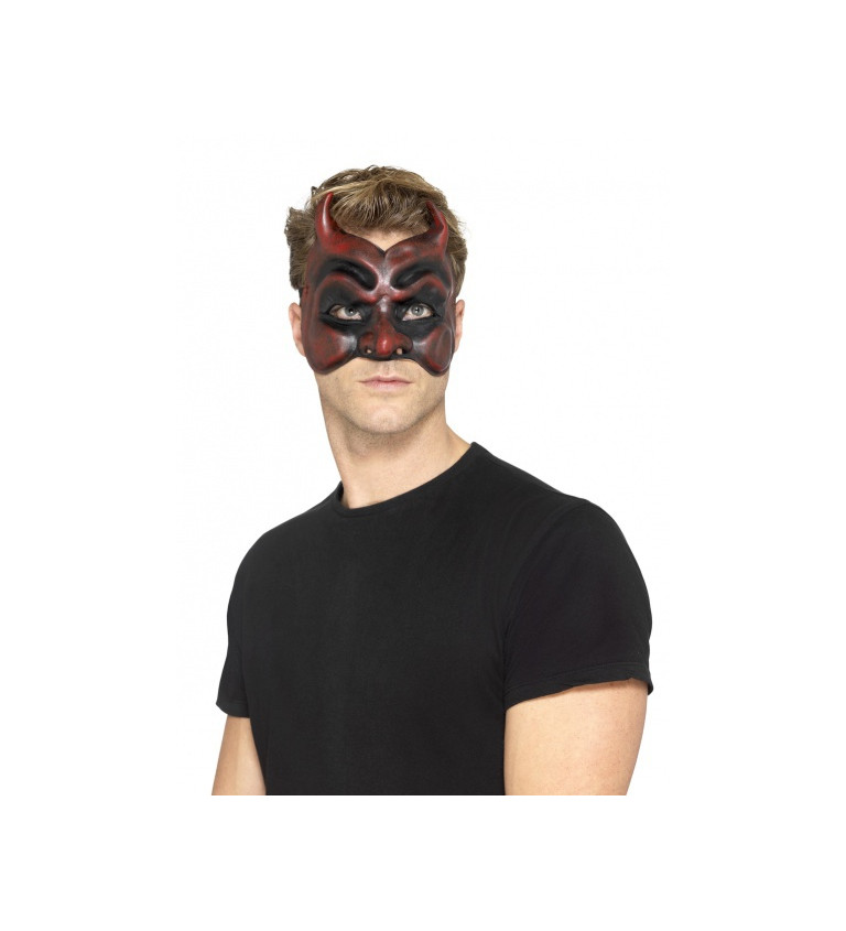 Tmavě červená maska Devil-latex
