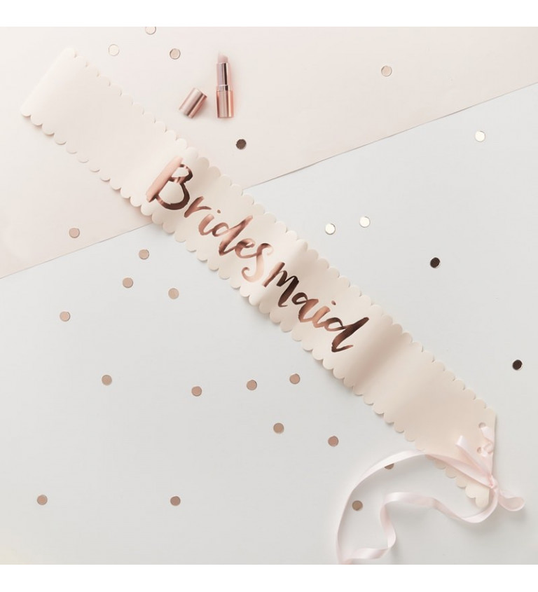 Růžové zlato šerpa Bridesmaid sada