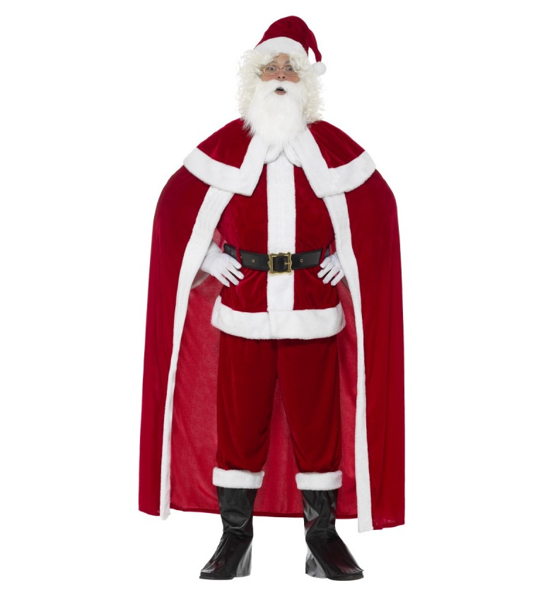 Luxusní kostým Plyšový Santa s pláštěm