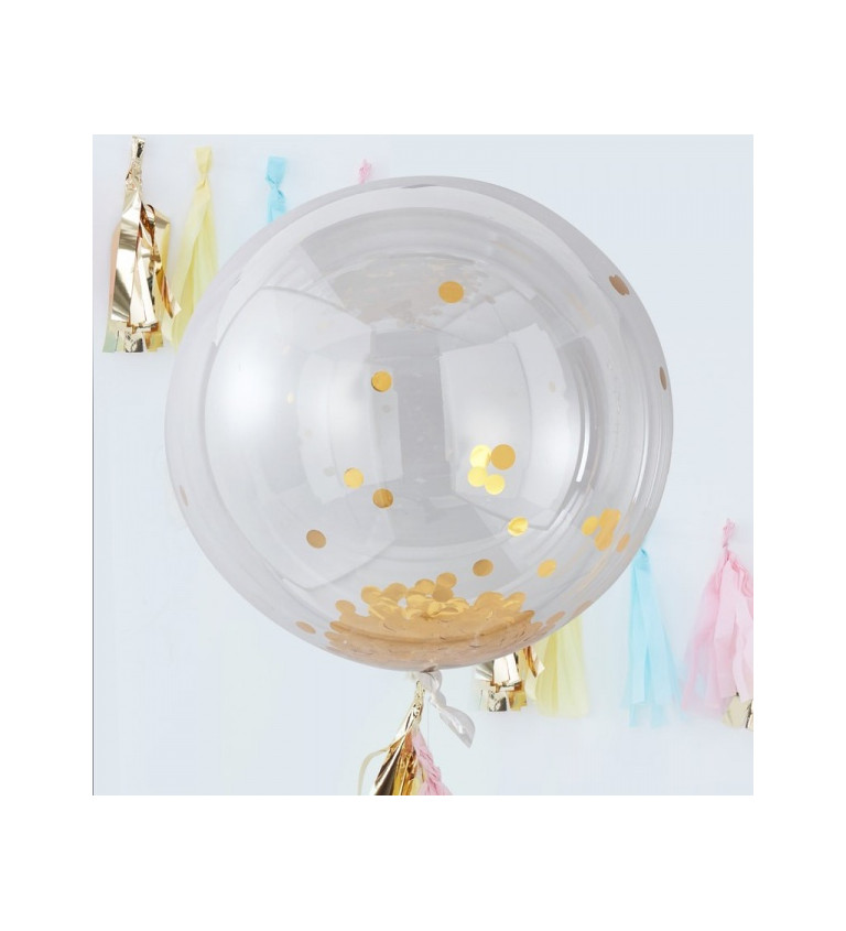 Sada velkých balónků se zlatými konfetami