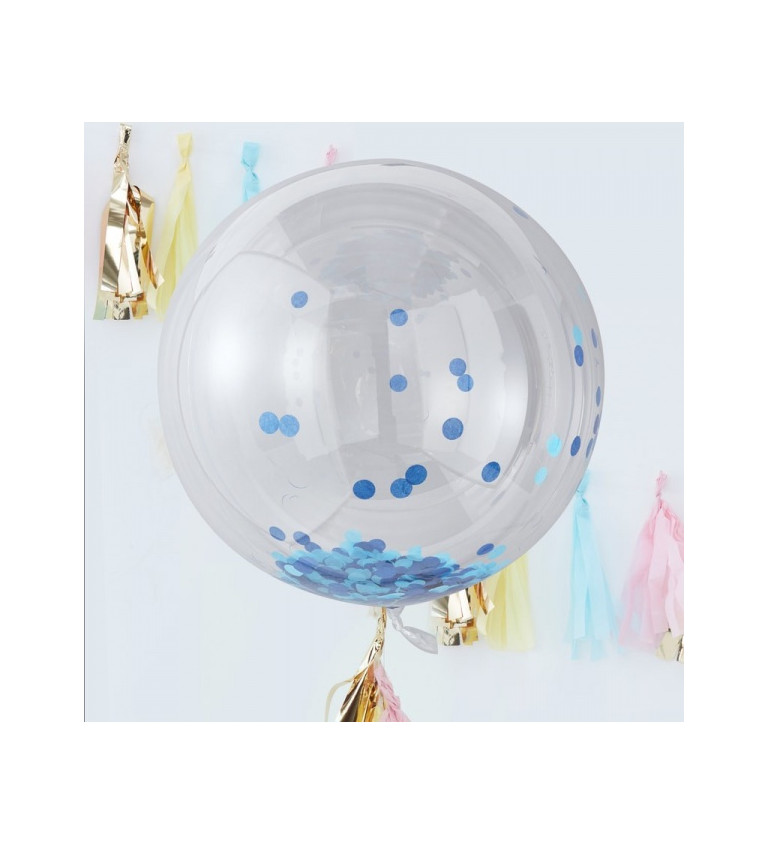 Sada velkých balónků s modrými konfetami