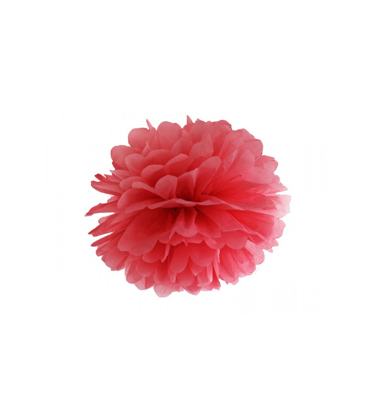 Papírový pompom - červený, 35 cm