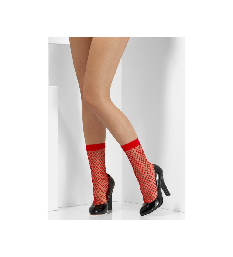 Síťované červené retro ponožky