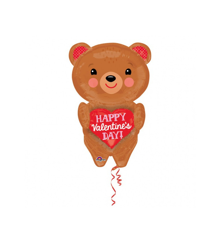 Valentýnský medvídek fóliový balónek